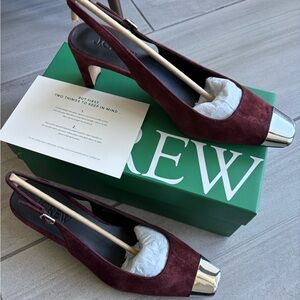 J. Crew Cap toe slingback pumps in suede